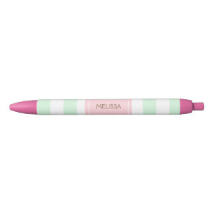 Personalized Mint and Pink Striped Pen