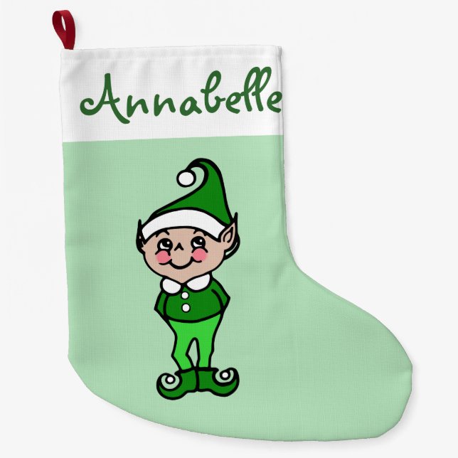 Personalized Mint Christmas Elf Stocking (Front)
