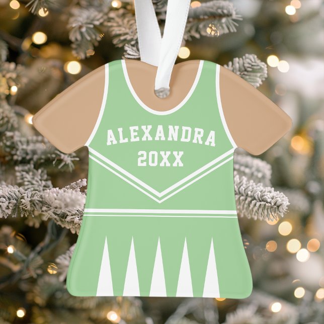 Personalized Mint Green Cheerleader Uniform Ornament (Creator Uploaded)
