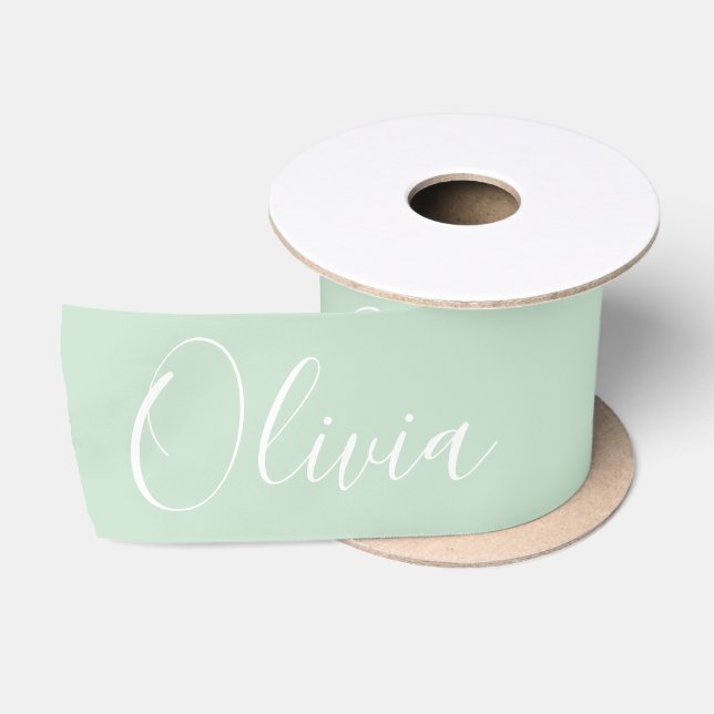 Personalized Mint Green Elegant Name Satin Ribbon (Spool)