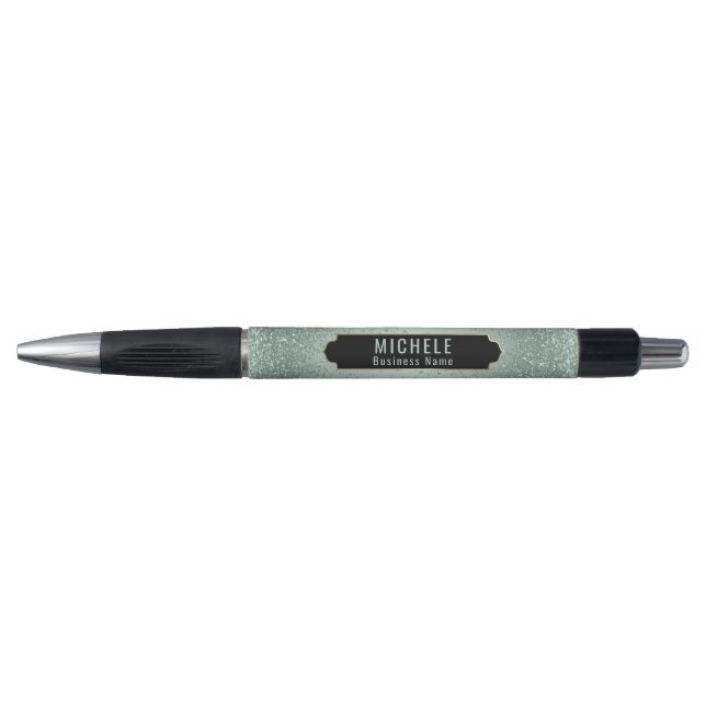 Personalized Mint Green Faux Glitter Pen (Front)