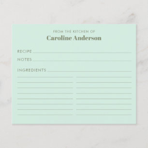 Personalized Mint Green Favourite Recipe Chef Bake