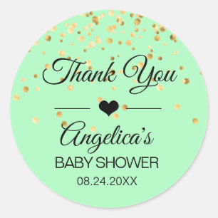 Personalized Mint Green & Gold Baby Shower Labels