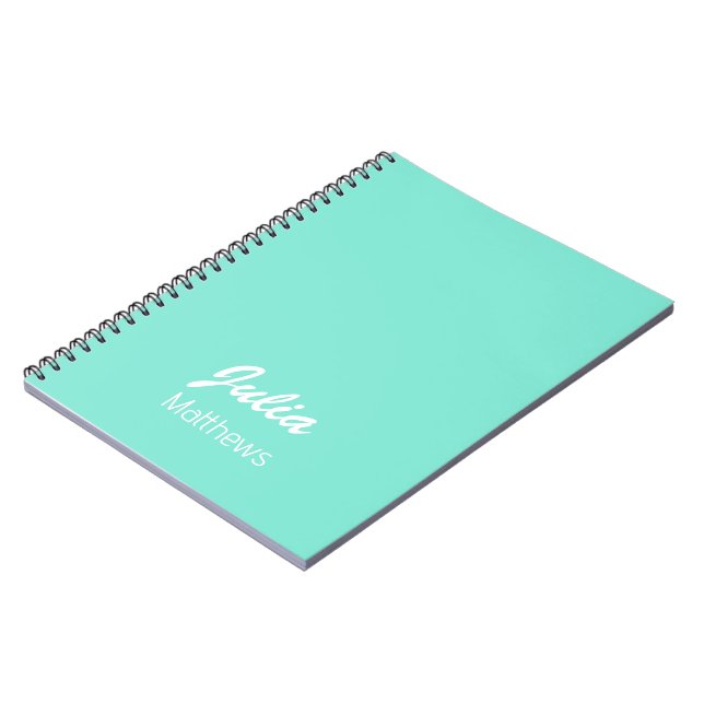 Personalized mint green minimalist notebook (Left Side)
