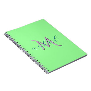 Personalized Mint Green Monogram Initial and Name Notebook