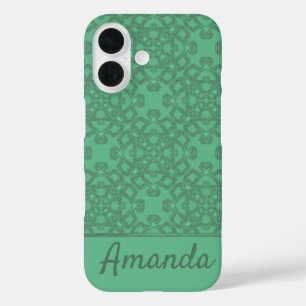 Personalized mint green pattern iPhone 16 case