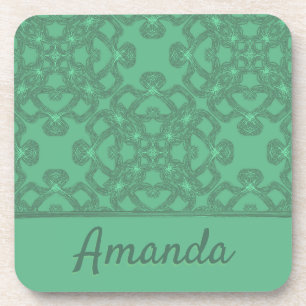 Personalized mint green pattern coaster