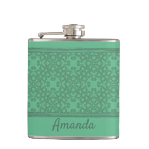 Personalized mint green pattern hip flask