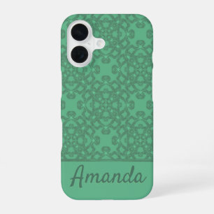 Personalized mint green pattern iPhone 16 case