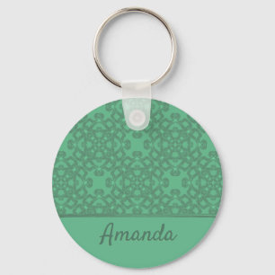 Personalized mint green pattern keychain