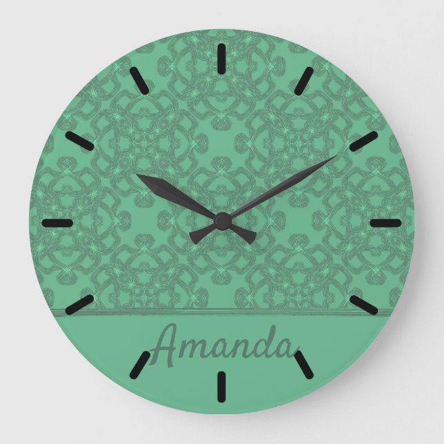 Personalized mint green pattern large clock (Front)