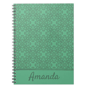 Personalized mint green pattern notebook
