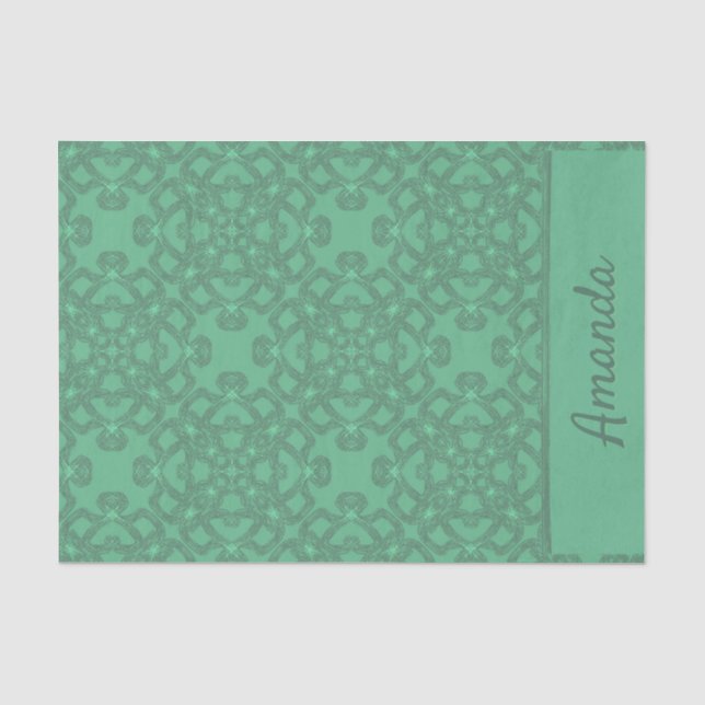Personalized mint green pattern tissue paper (Front)