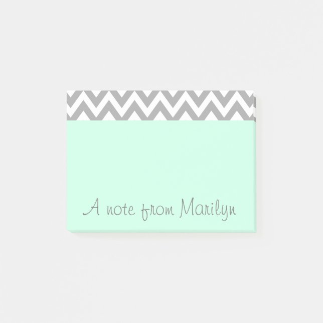 Personalized Mint Green Post It Notes Office Gift (Front)