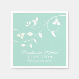 Personalized Mint Green Vine Wedding Napkin