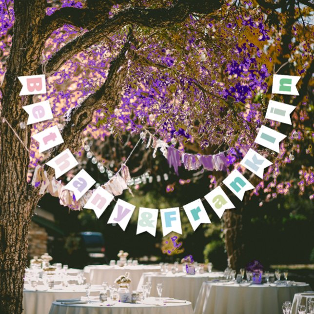 Personalized Mint Pink or Any Custom Colour Weddin Bunting Flags (Creator Uploaded)
