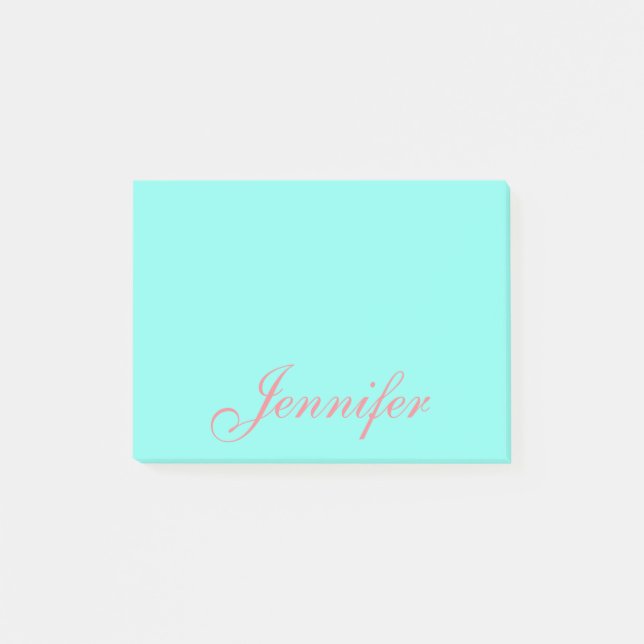Personalized Mint Post it Sticky Notes (Front)