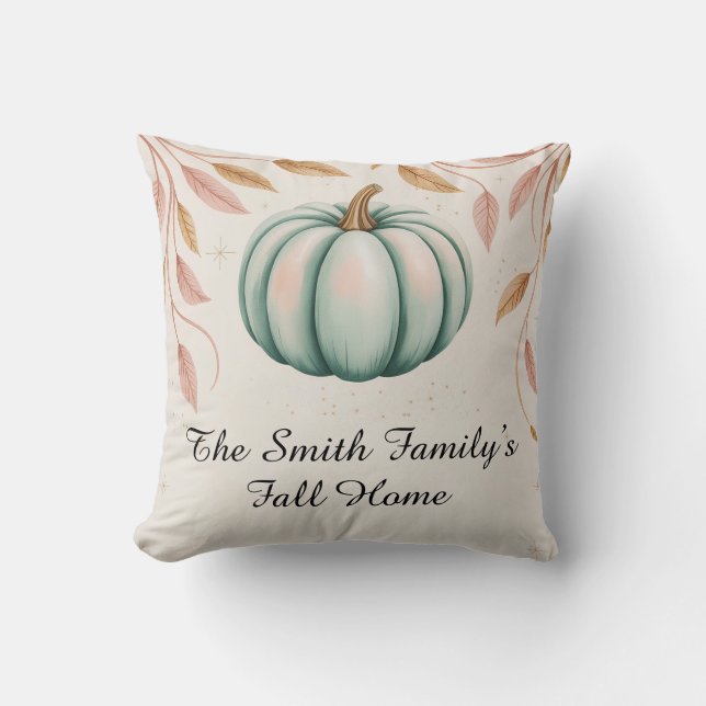 Personalized Mint Pumpkin for Fall & Halloween  Throw Pillow (Front)