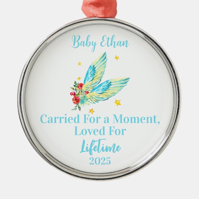 Personalized Miscarriage Ornament, Baby Memorial  Metal Ornament (Front)
