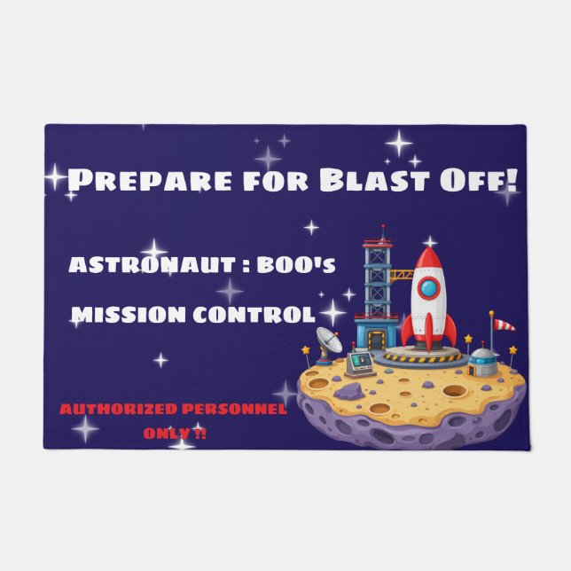 Personalized Mission Control Space Kids Rug (Front)