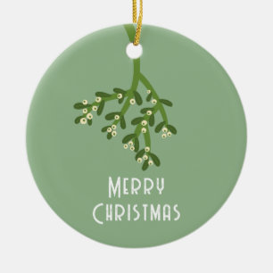Personalized Mistletoe Ceramic Ornament