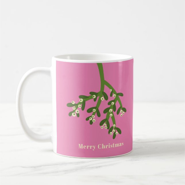 Personalized Mistletoe Christmas Coffee Mug (Left)