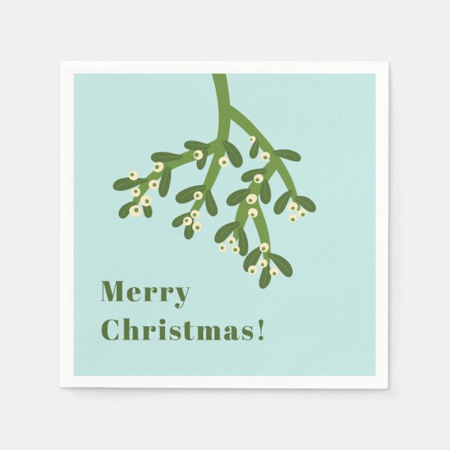 Personalized Mistletoe Christmas Party Napkin (Front)