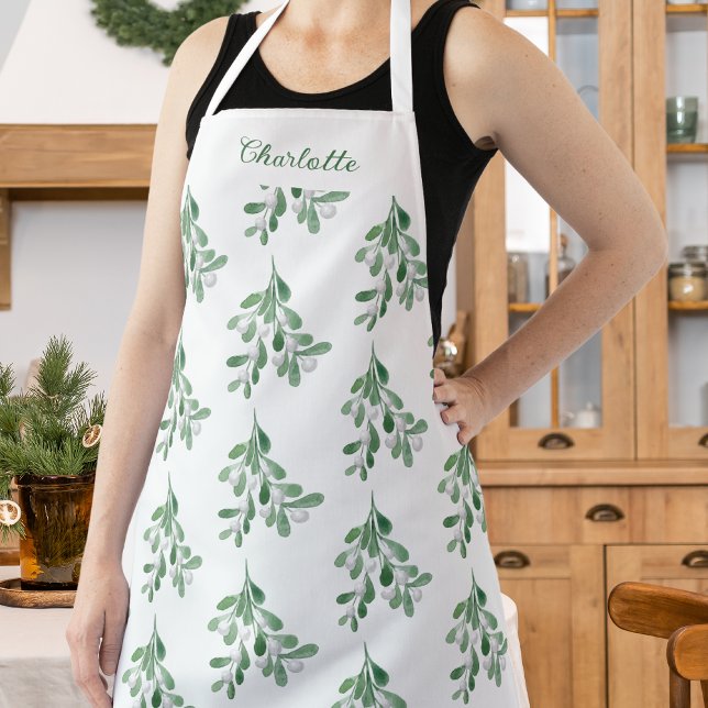 Personalized Mistletoe Pattern Apron (Creator Uploaded)