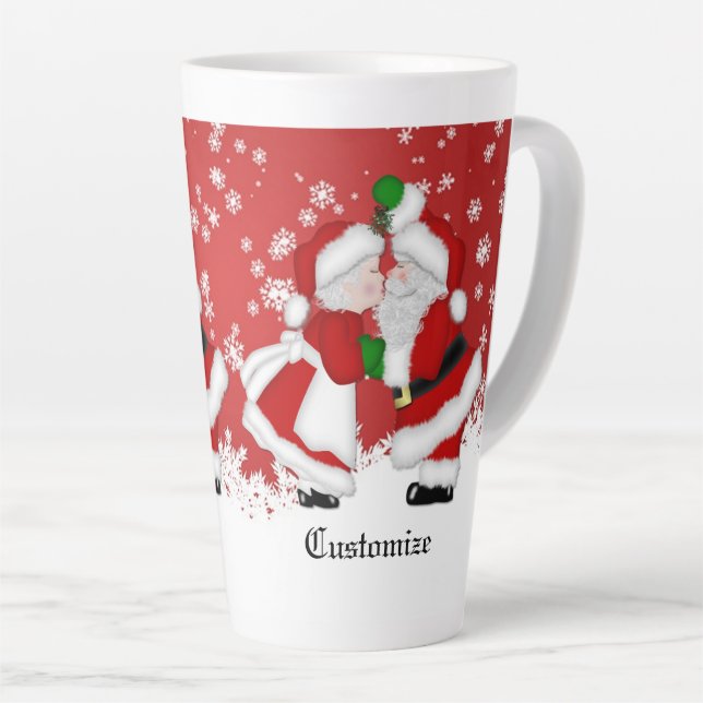 Personalized Mistletoe Santa Latte Mug (Right Angle)