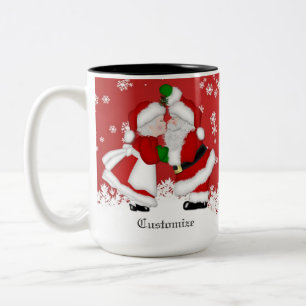 Personalized Mistletoe Santa Two-Tone Coffee Mug