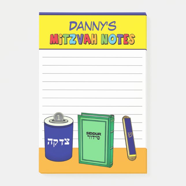 Personalized Mitzvah Items - Colourful Post-it Notes (Front)