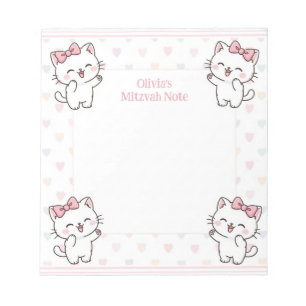 Personalized Mitzvah Note Notepad Kitten Cats