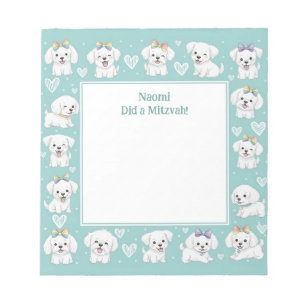 Personalized Mitzvah Note Notepad Mint Puppies