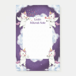 Personalized Mitzvah Note Purple Unicorn Notepad