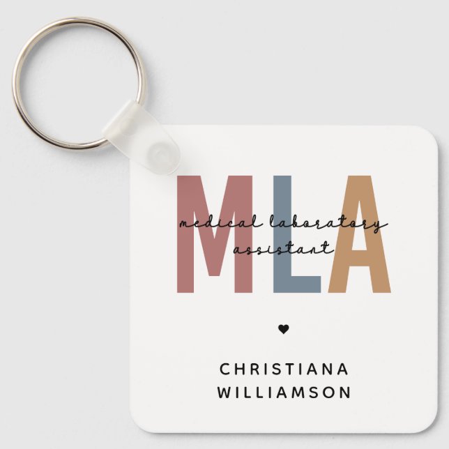 Personalized MLA Medical Laboratory Assistant Keychain (Front)