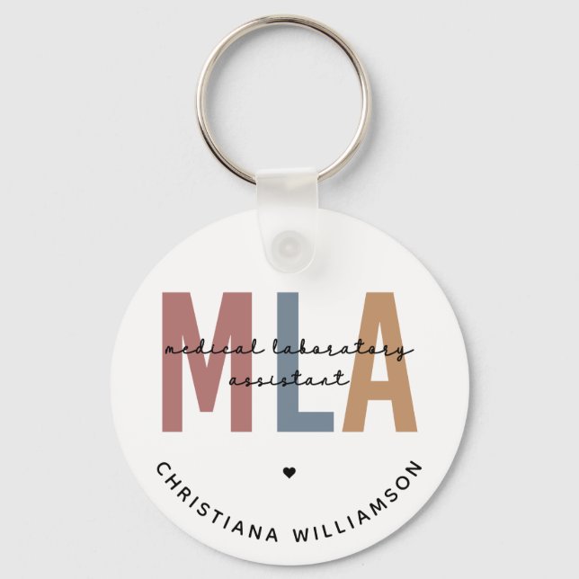 Personalized MLA Medical Laboratory Assistant Keychain (Front)