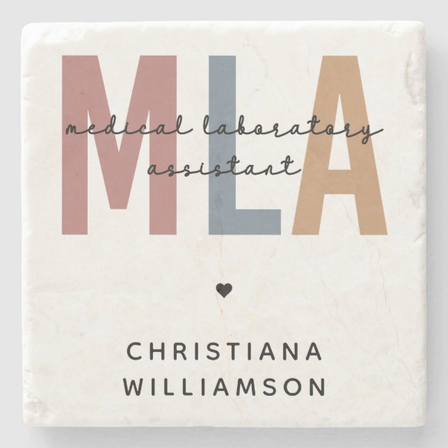 Personalized MLA Medical Laboratory Assistant Stone Coaster (Front)