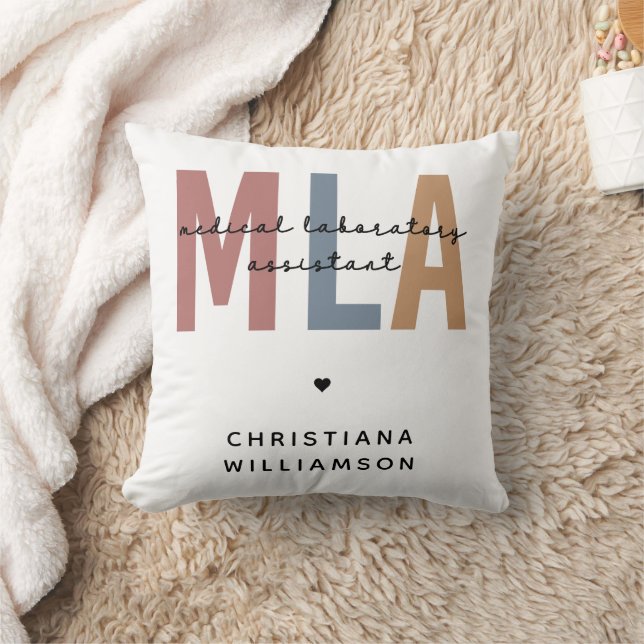 Personalized MLA Medical Laboratory Assistant Throw Pillow (Blanket)
