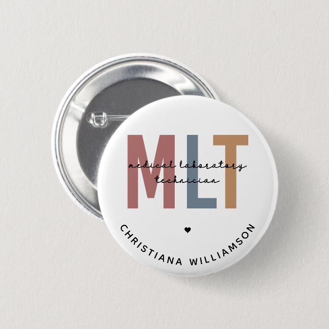 Personalized MLT Medical Laboratory Technician 2 Inch Round Button (Front & Back)