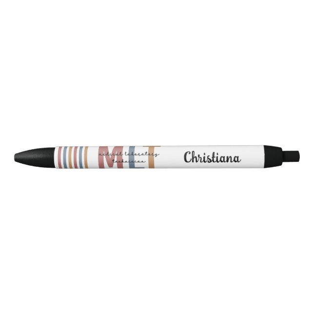 Personalized MLT Medical Laboratory Technician Black Ink Pen (Front)
