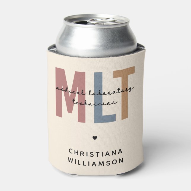 Personalized MLT Medical Laboratory Technician Can Cooler (Can Front)