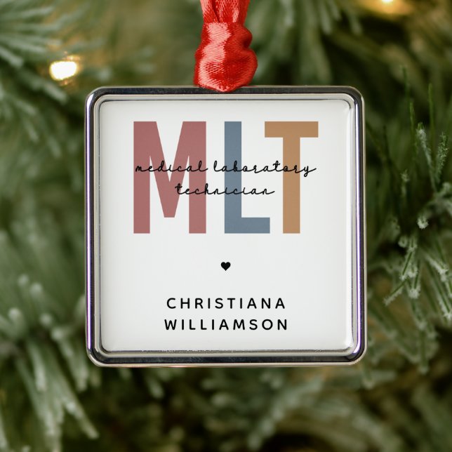 Personalized MLT Medical Laboratory Technician Metal Ornament (Tree)