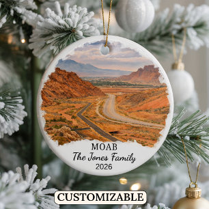 Personalized Moab Ornament, Custom Utah State Ceramic Ornament