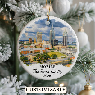 Personalized Mobile Ornament, Custom Alabama Ceramic Ornament
