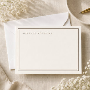 Personalized Mocha Brown Ivory Double Border Card