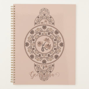 Personalized Mocha Rococo Lotus Ornamental Mandala Planner
