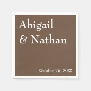 Personalized Mocha Wedding Elegant Minimalist Napkin