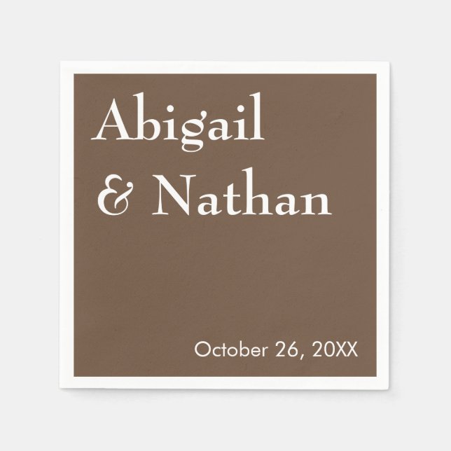 Personalized Mocha Wedding Elegant Minimalist Napkin (Front)