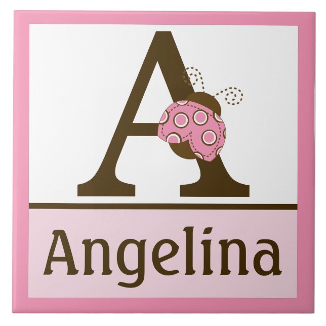 Personalized Mod Ladybug Letter Name Tile (Front)