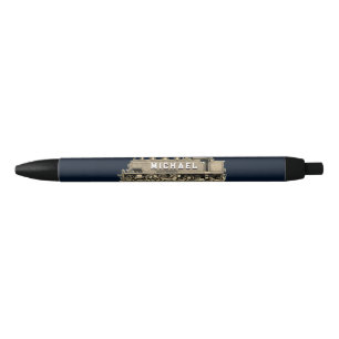 Personalized Model Train Blue Ink Pen